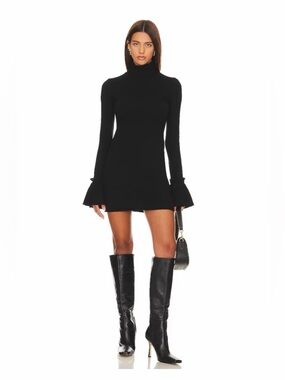 House of Harlow 1960 Black Ribbed Turtleneck Mini Dress Size S